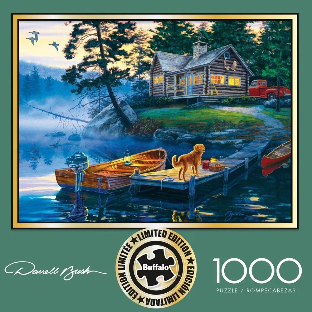 Buffalo Games Darrell Bush Lakeside Cabin 1000 Piece Puzzle New Sealed